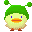chick with a green hat